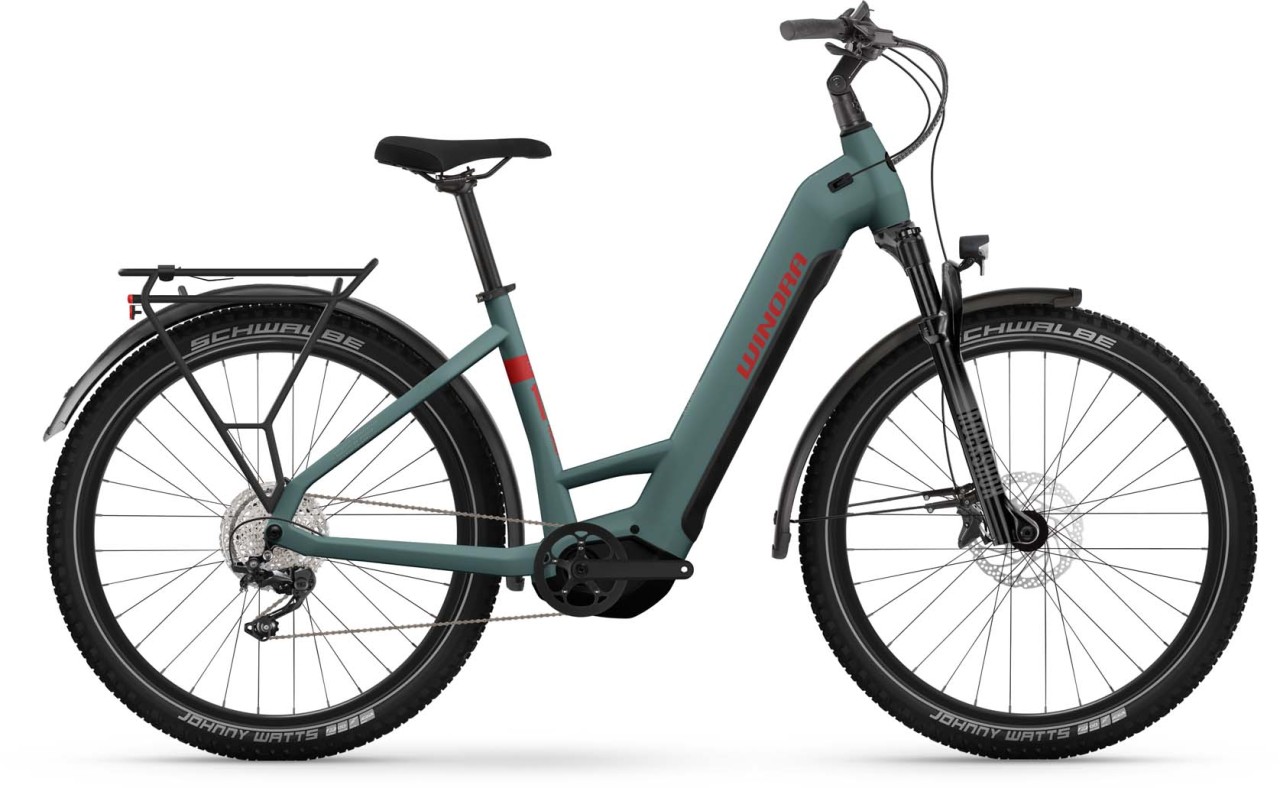 Winora Yucatan X12 metallic stone blue matte 2023 - Touring E-Bike Easy Entry