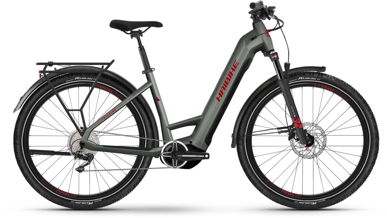 Haibike Trekking 5 olive/red gloss 2023 - Touring E-Bike Easy Entry