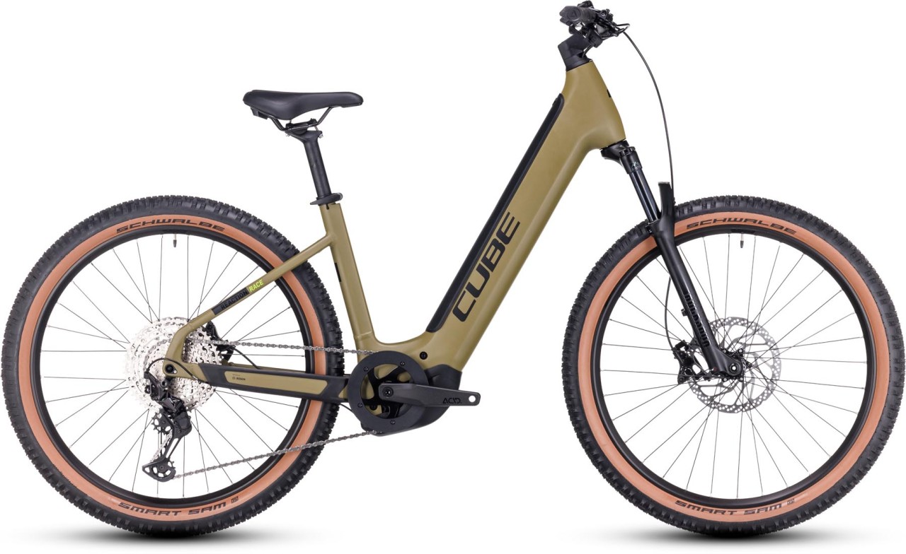 Cube Reaction Hybrid Race 625 olive n green 2024 - E-Bike Hardtail Mountainbike Easy Entry